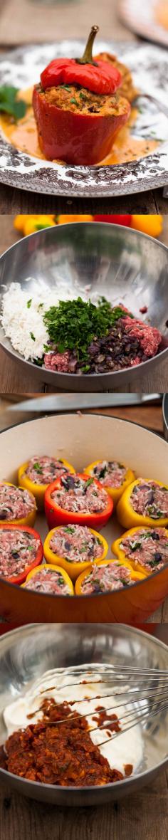 
                    
                        Lean Beef and Rice Stuffed Bell Peppers with Smoky Paprika Sauce #groundbeef #rice #glutenfree
                    
                