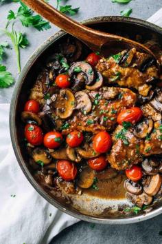 
                    
                        DRUNKEN CHICKEN MARSALA WITH TOMATOES
                    
                