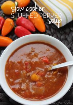 
                    
                        This Slow Cooker Stuffed Pepper Soup is perfect for a chilly night. The soup tastes just like a stuffed pepper but without all the work. 10 minute prep + all day in the Crockpot and dinner is done!
                    
                