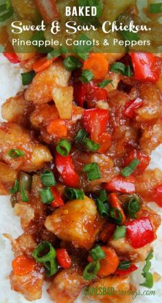 
                    
                        The BEST Sweet and Sour chicken - takeout OR homemade - I have ever had in my entire life! It is also baked with pineapple, carrots, onions and bell peppers all in ONE BAKING DISH! No need to stir fry extra veggies! | Carlsbad Cravings
                    
                