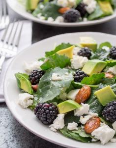 
                    
                        Baby Kale and Blackberry Salad with Ricotta Salata, Avocado and Rosemary Honeyed Almonds | @Taste Love & Nourish
                    
                