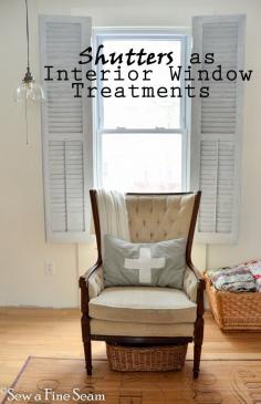 vintage shutters as window treatments Could this work in the guest room?