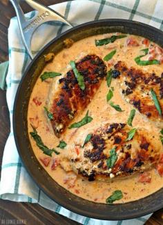 
                    
                        ONE POT Skillet Basil Cream Chicken, perfect comfort food! | The Cookie Rookie
                    
                