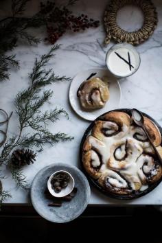 
                    
                        SOFT BROWN BUTTER & EGGNOG CINNAMON ROLLS + WHISKEY EGGNOG FROSTING
                    
                