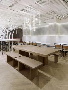 
                    
                        Not Guilty — Zurich #benchseat #suspended #lighting #white #timber #tableart
                    
                