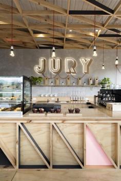 
                    
                        Jury Café — Pentridge Village, Melbourne #3DSign #lighting #counterdetail
                    
                