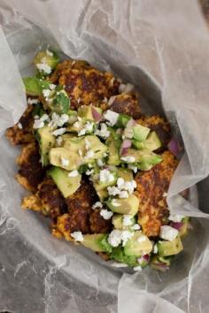 
                    
                        Chipotle Corn Cakes with Avocado and Goat Cheese
                    
                