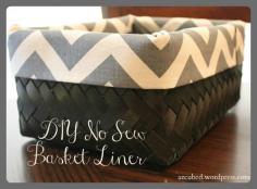 
                    
                        DIY No Sew Basket Liner! Super easy and you can use scrap fabric!
                    
                