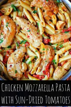 
                    
                        Your Family Will Fall In LOVE with This Recipe - Perfect for The Weekday - DONE in 30 Minutes! Cheesy!!!!! Chicken Mozzarella Pasta with Sun-Dried Tomatoes Recipe
                    
                