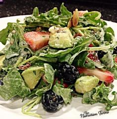 
                    
                        Berry Avocado Salad with Yogurt Cilantro Dressing | Creamy, Energizing and Satisfying | Only 158 Calories | Ideal Lunch | Protein, Fiber-Packed | For MORE RECIPES please SIGN UP for our FREE NEWSLETTER NutritionTwins.com
                    
                