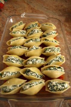 
                    
                        Spinach Ricotta Stuffed Shells. Yum! I added chicken and of course, extra cheese for our easy!!
                    
                