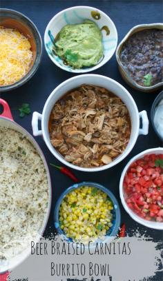 Beer Braised Carnitas Burrito Bowl - if you love Chipotles Burrito Bowl, this set of easy recipes will make you very, very happy! | taste love and nourish