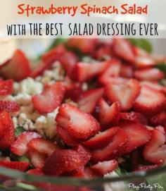
                    
                        Strawberry spinach salad with seriously one of the best homemade salad dressings ever from playpartypin.com #DressingItUp #spon
                    
                