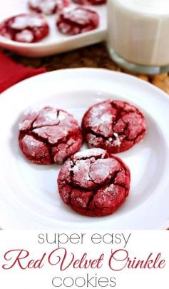 This super easy cookie recipe will quickly become a family favorite! Easy Red Velvet Crinkle Cookies - Red Velvet Crinkle Cookie Recipe