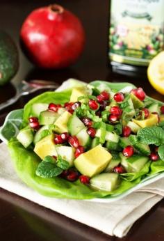 
                    
                        Avocado, Pomegranate, and Cucumber Salad with Maple Vinaigrette ~ a festively gorgeous holiday-inspired salad.  ad #PompeianHoliday www.thekitchenism...
                    
                