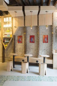 
                    
                        Iconic Café — SoHo, New York #tiled #stools #roundtables
                    
                