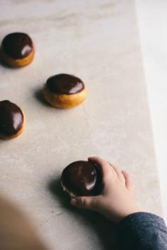 
                    
                        brioche doughnuts with chocolate bourbon glaze
                    
                