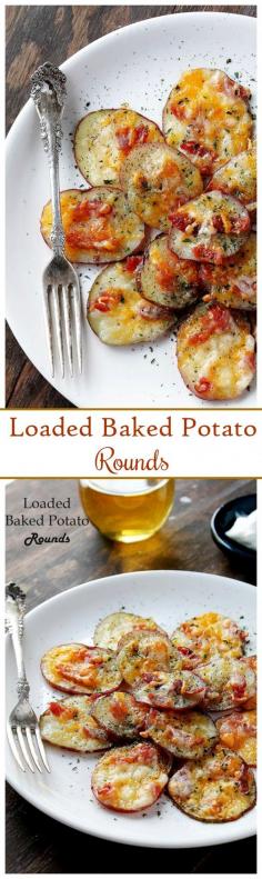 Loaded Baked Potato Rounds - Thinly sliced potato rounds topped with bacon and cheese. -- great football snack