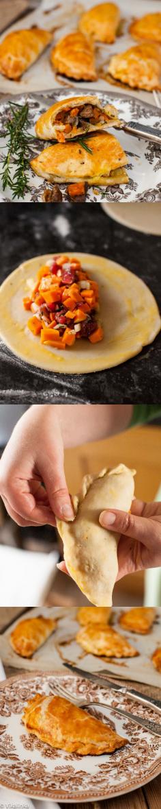 
                    
                        Cornish Pasty-savoury hand pies filled with diced steak, butternut squash and sweet potato.    #british
                    
                