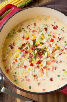 
                    
                        Creamy Chicken and Corn Chowder - this soup is incredibly DELICIOUS!! It's creamy, hearty and so filling. Everyone loved it!
                    
                