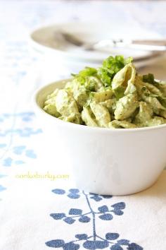 creamed avocado pasta salad- my new favorite salad