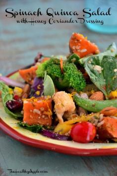 
                    
                        Spinach Quinoa Salad with Honey Coriander Dressing {Gluten-Free, Dairy-Free, Vegetarian} #glutenfree
                    
                