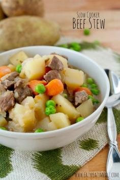 
                    
                        Easy Slow Cooker Beef Stew: Pure comfort food, and only requires a few minutes prep, then the slow cooker does all the work. - Eazy Peazy Mealz
                    
                