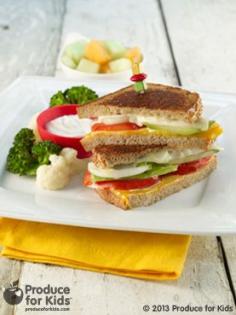 
                    
                        Easy Cheesy Tomato Sandwiches - "Onion, tomato and avocado turn the typical grilled cheese into a sweet, tangy and creamy lunch.  #nutfree #vegetarian #grilledcheese #recipe #produceforkids #healthy"
                    
                