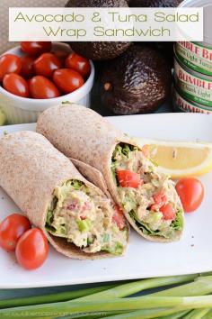 
                    
                        Avocado and Tuna Salad Wrap | Easy meal with less fat than traditional tuna salad...the avocado is a delicious addition!
                    
                