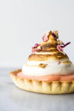 
                    
                        pink pomelo and rose tarts with honey meringue
                    
                