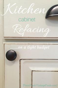 
                    
                        Kitchen Cabinet Refacing on a Budget - Farm Fresh Vintage Finds
                    
                