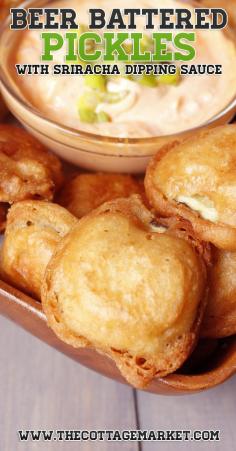 Beer Battered Fried Pickles - The Cottage Market #FriedPickles, #FriedPickleRecipe, #FootballSnack