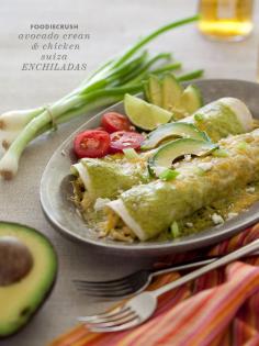 Easy weeknight dinner: Avocado Cream Chicken Enchilada Suiza