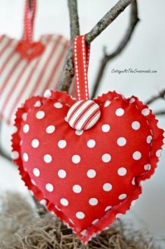 
                    
                        Valentine's Day Mantel with DIY fabric hearts| Cottage at the Crossroads
                    
                
