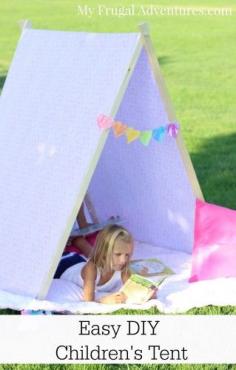 Super simple collapsible tent tutorial. So much fun for the kids! A perfect quiet reading nook.  Using Sharpie markers could also personalize this.