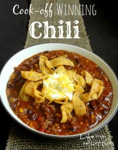 
                    
                        Cook-Off Winning Chili: The best and easiest chili to help you win those chili cook-offs! And it only has five ingredients!
                    
                