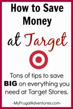 
                    
                        How to Save Money at Target-- tons of tips to save big on everything you might need at Target stores! (A must read for Target shoppers!)
                    
                