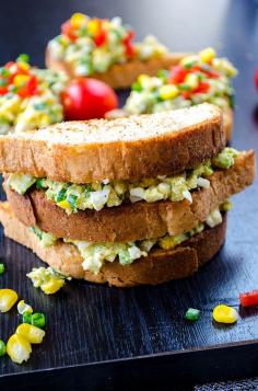 [Turkey] Avocado egg salad is a wonderful healthy salad that you can serve as bruschettas or sandwiches. It's ready in no time and disappears in a minute.| giverecipe.com |  #eggsalad #avocadorecipes #healthysalad #bruschetta #eggandavocado