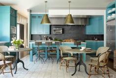 
                    
                        Bobby Flay's turquoise kitchen Hamptons
                    
                