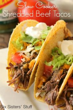 Slow Cooker Shredded Beef is perfect for tacos, quesadillas, or enchiladas!