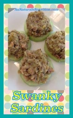 
                    
                        Swanky Sardines! Yes, this recipe makes sardines delicious! Simple and very healthy. Paleo! by www.AuNaturaleNut...
                    
                