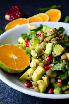 Avocado Lentil Salad is packed with vitamins, so perfect for chilly fall days. This vegan and gluten free salad is a real immune system booster! |giverecipe.com | #avocado