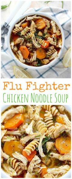 
                    
                        AMAZING FLAVOR! Flu Fighter Chicken Noodle Soup is loaded with good for you ingredients and perfect for battling nasty Winter colds! Tastes so good you'll want it even when you're not sick!
                    
                