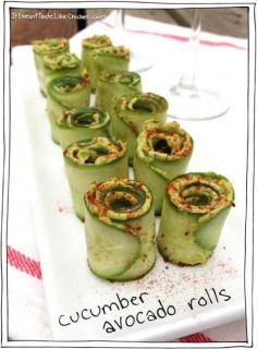 
                    
                        Cucumber avocado rolls.... they sort of look like sushi.. these are reallly yummy !
                    
                