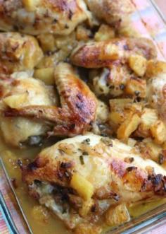 Roasted Pineapple Chicken Recipe ~ Tender chicken breasts roasted in a luscious tropical sauce.