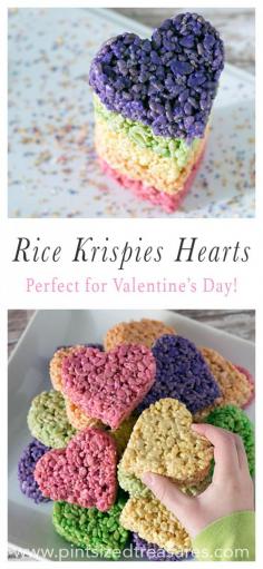 
                    
                        Make these heart-shaped rice krispie treat pops for Valentine's Day! You'll love how easy they are to make and kids will LOVE all the colors!
                    
                