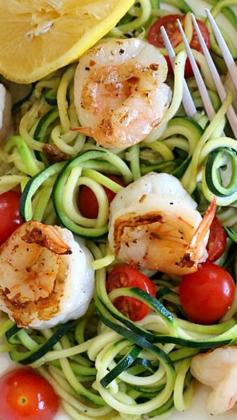 
                    
                        Zucchini Noodles (Zoodles) with Lemon-Garlic Spicy Shrimp ~ Says: It took less than 20 minutes to make, start to finish and it was DELICIOUS!
                    
                