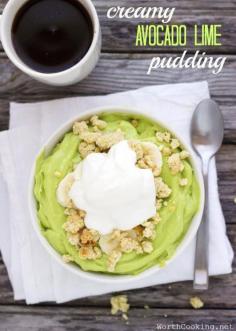 Creamy Avocado Lime Pudding Recipe- A #Vegan Pudding Recipe that comes together in a flash. A great paleo dessert that your kids will love!