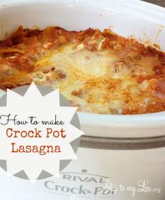
                    
                        Crock pot Lasagna Recipe. Let dinner make itself with this fabulous slow cooker recipe #recipe #lasagna #idea skiptomylou.org
                    
                