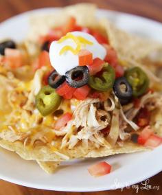 
                    
                        Slow cooker shredded chicken nachos #recipe #crockpot #chicken skiptomylou.org
                    
                